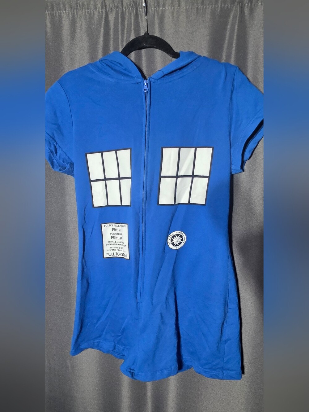 Doctor Who Tardis Onesie Bodysuit Romper Large Hooded